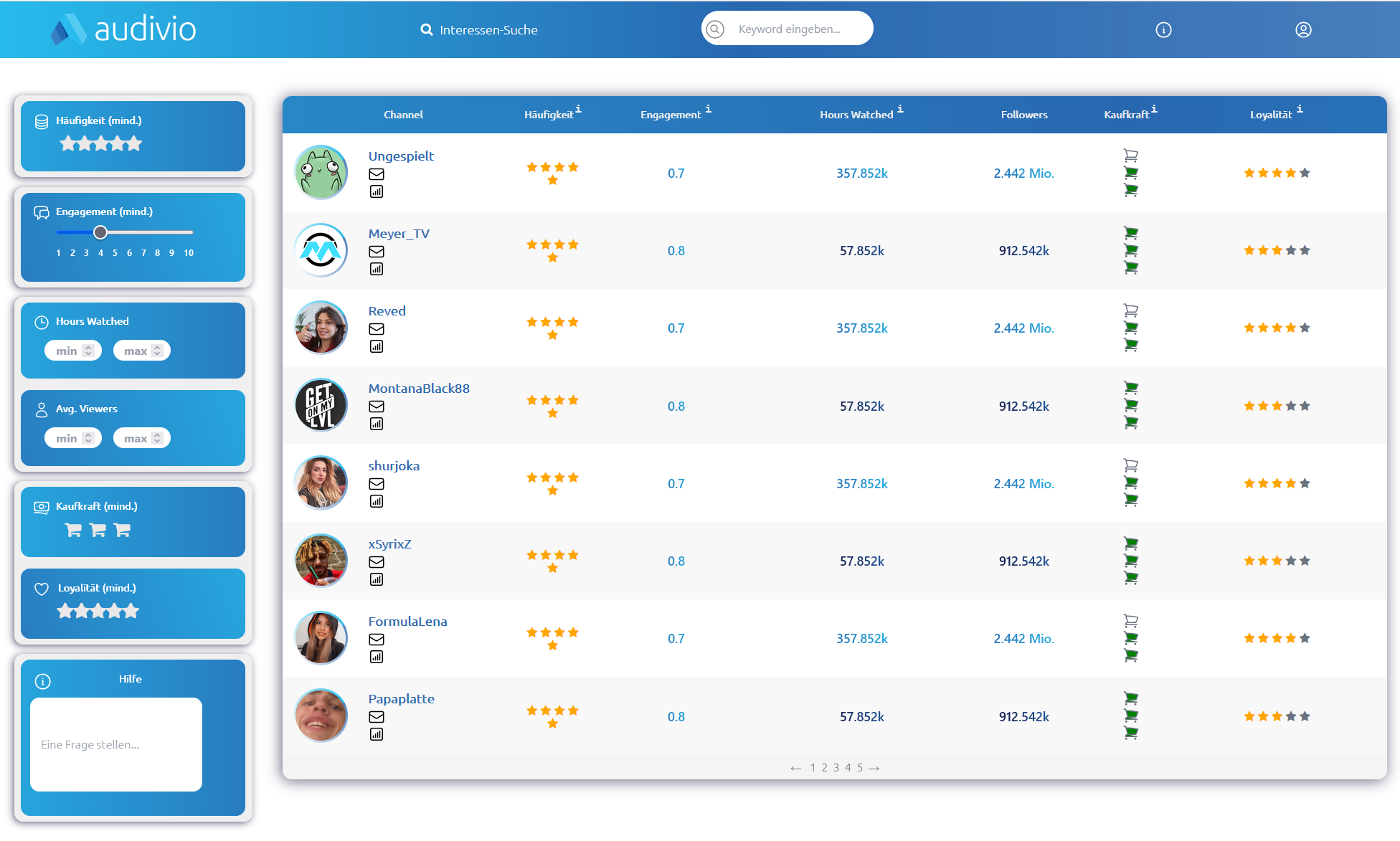 Inbox user interface